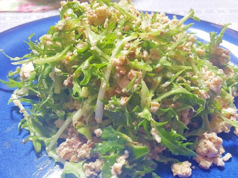 簡単美味しい♡サバ缶と豆腐の水菜サラダ